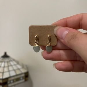 Gold Green Gem Earrings
